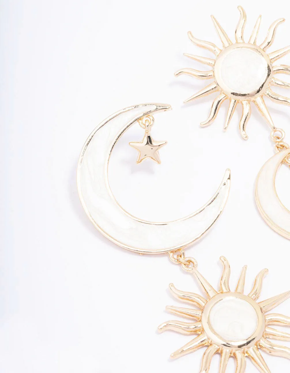 Gold Celestial Marble Drop Earrings