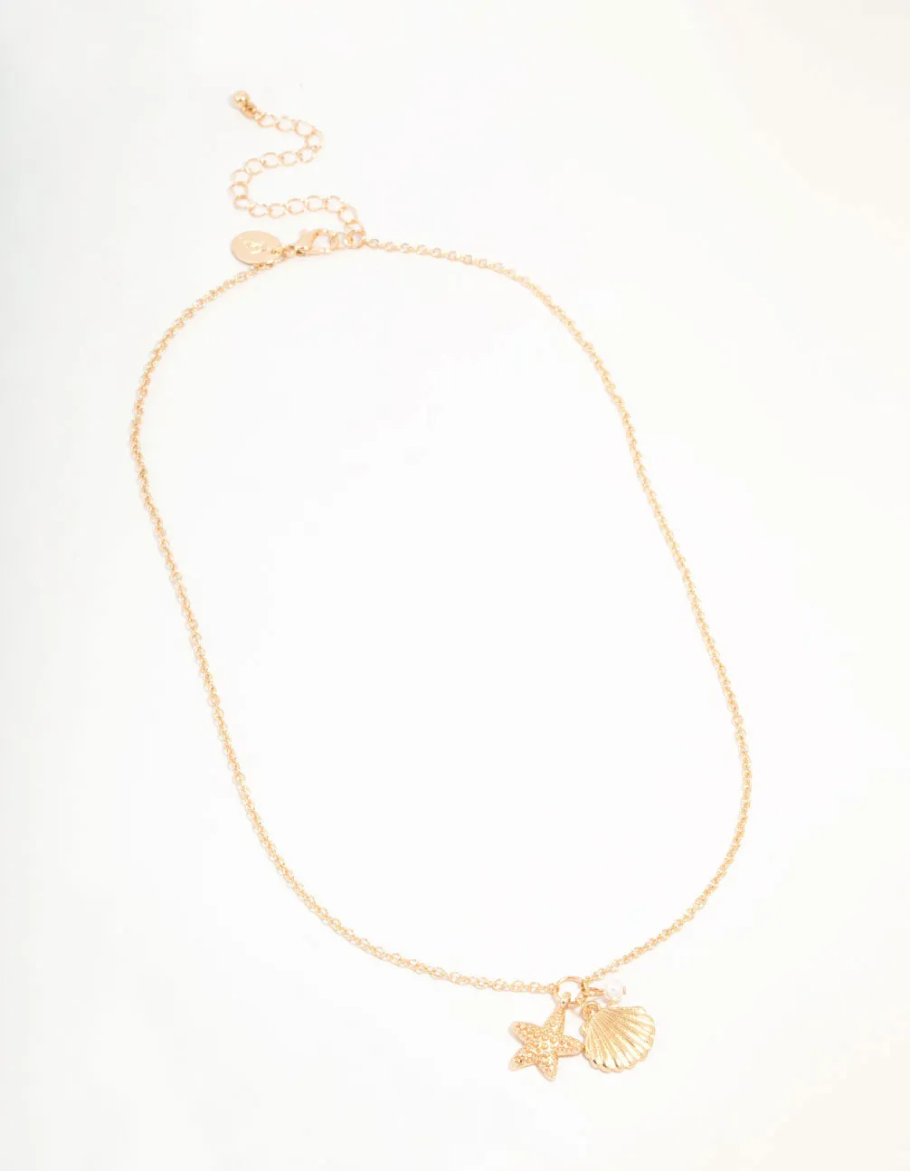 Gold Clam Shell & Starfish Necklace