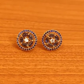 GOLD PLATED BLUE SAPPHIRE ROUND SHAPED STUDS