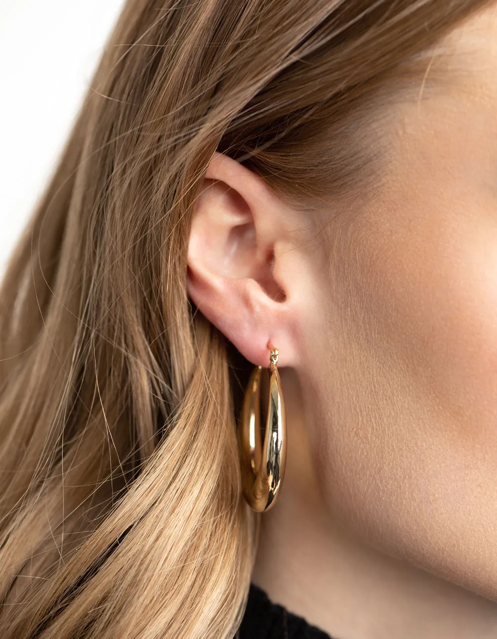 Gold Plated Brass Creole Hoop Earrings