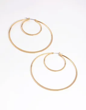 Gold Plated Double Hoop Earrings