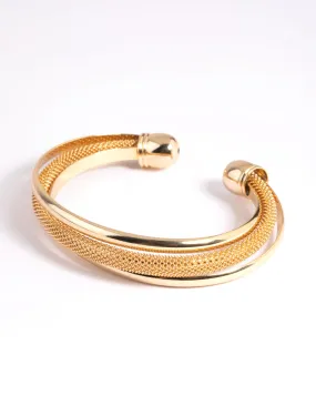 Gold Plated Smooth Cuff Bangle Bracelet