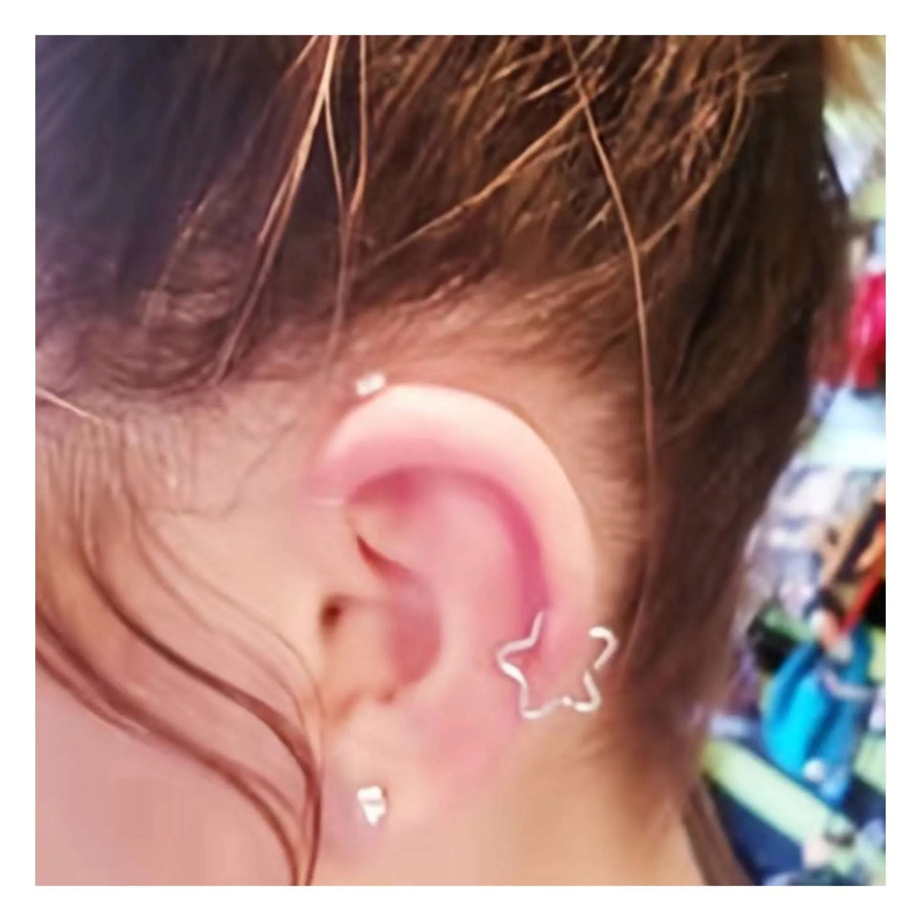 Gold Star Fixed Hoop Earring