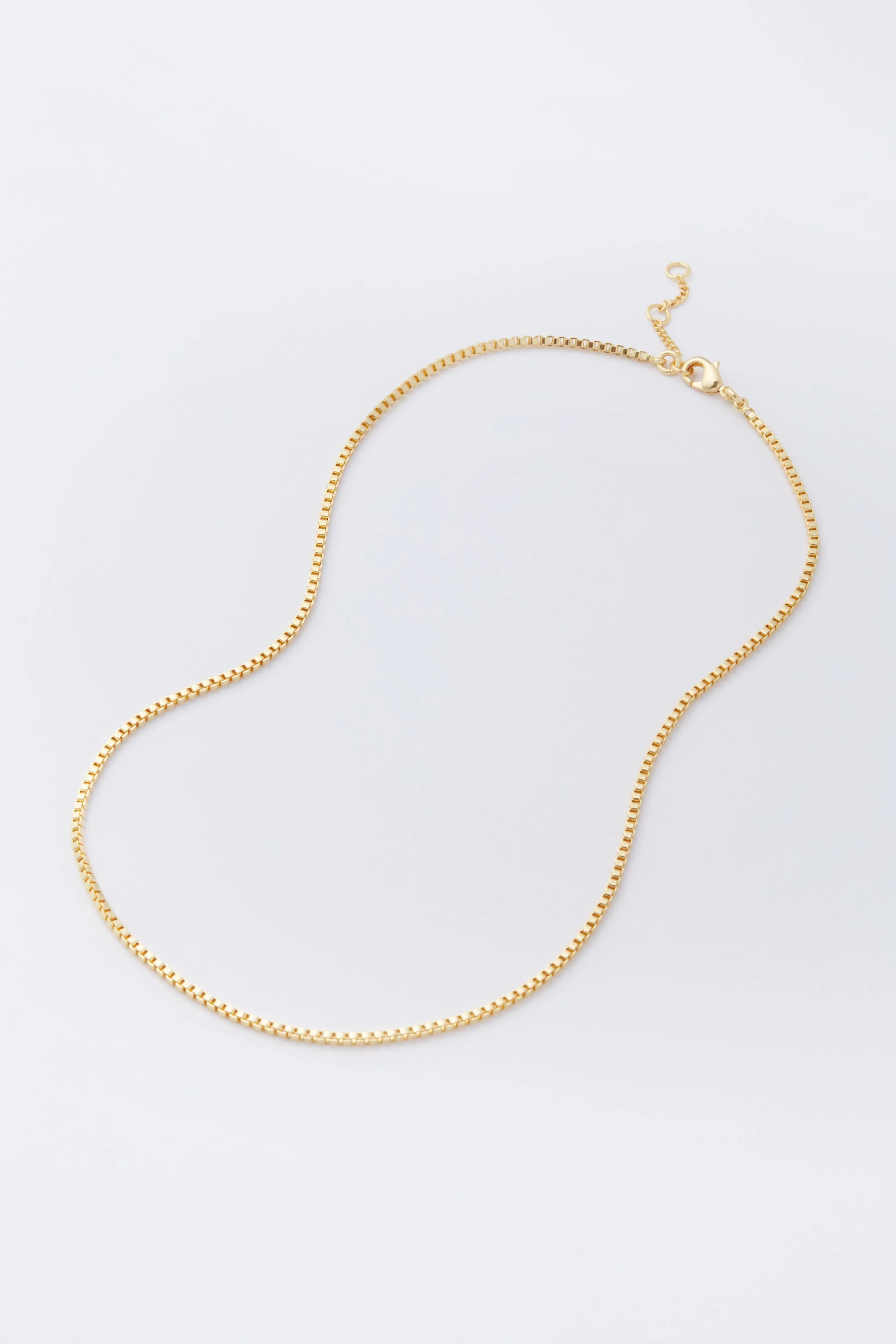 Gold Thin Box Chain Necklace