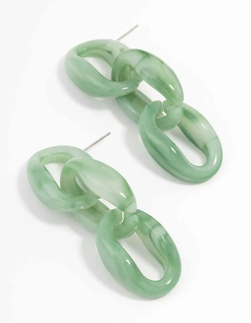 Green Chunky Chain Link Drop Earrings