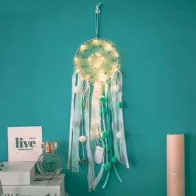 Green Dreams PomPom Dreamcatcher | Dreamcatcher Room Decor with Ribbons n Laces