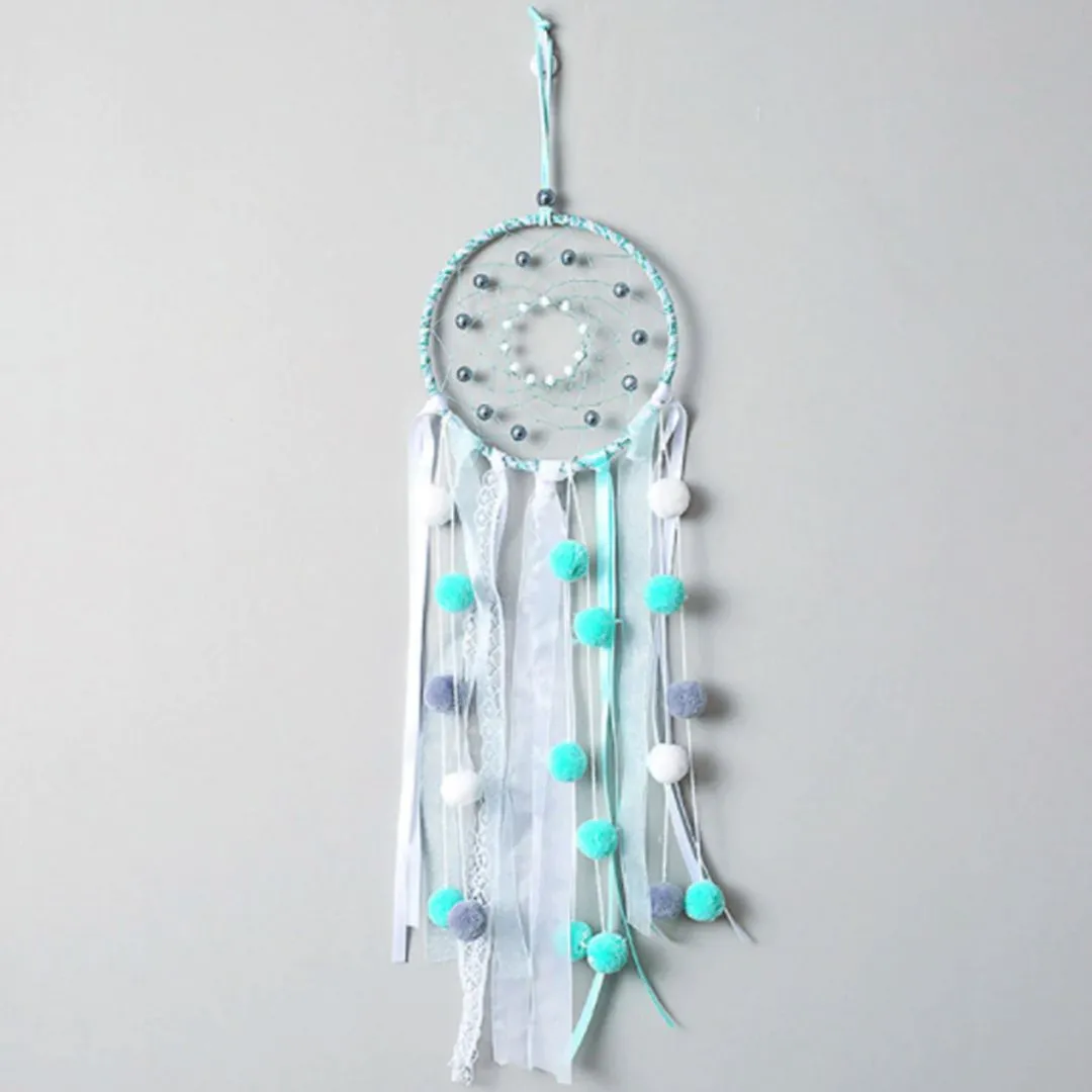 Green Dreams PomPom Dreamcatcher | Dreamcatcher Room Decor with Ribbons n Laces