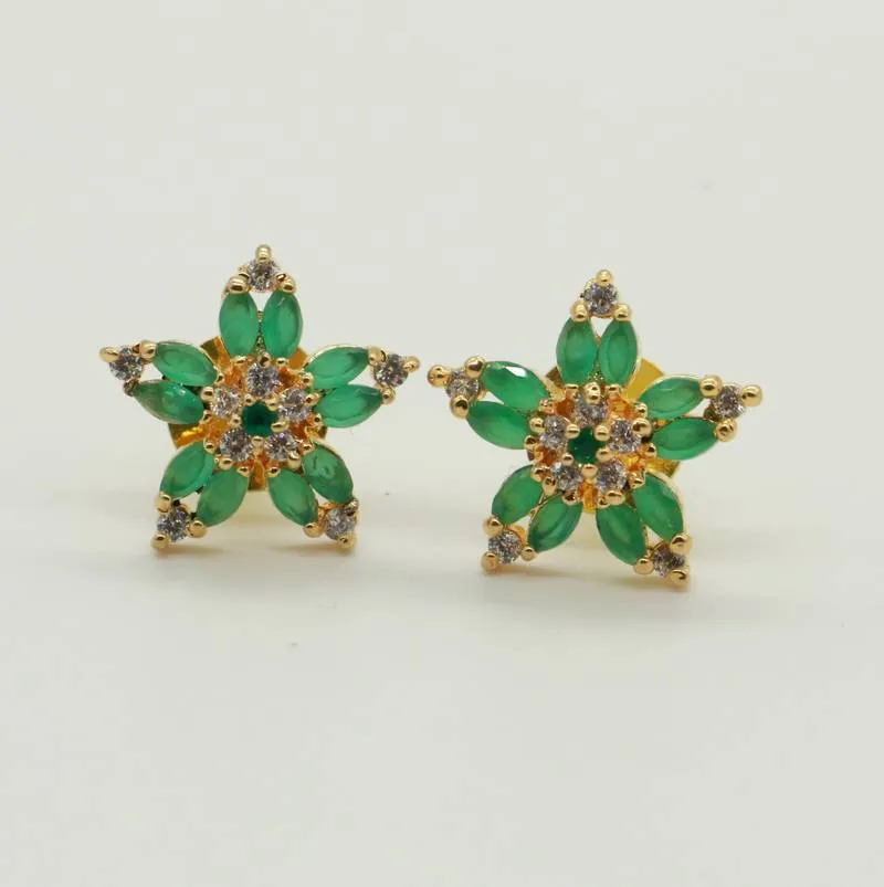 GREEN EMERALD  STUDS