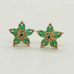 GREEN EMERALD  STUDS