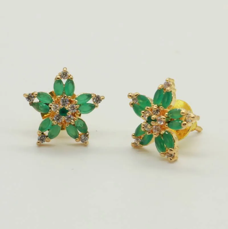 GREEN EMERALD  STUDS