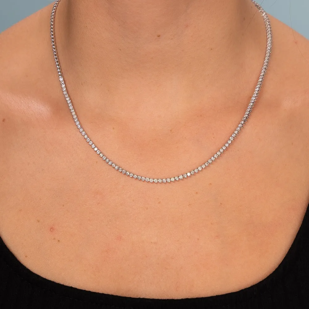 HalfWay Diamond Tennis Necklace ( 3.50 ct.) 2 mm 3-Prongs Setting in 14K Gold