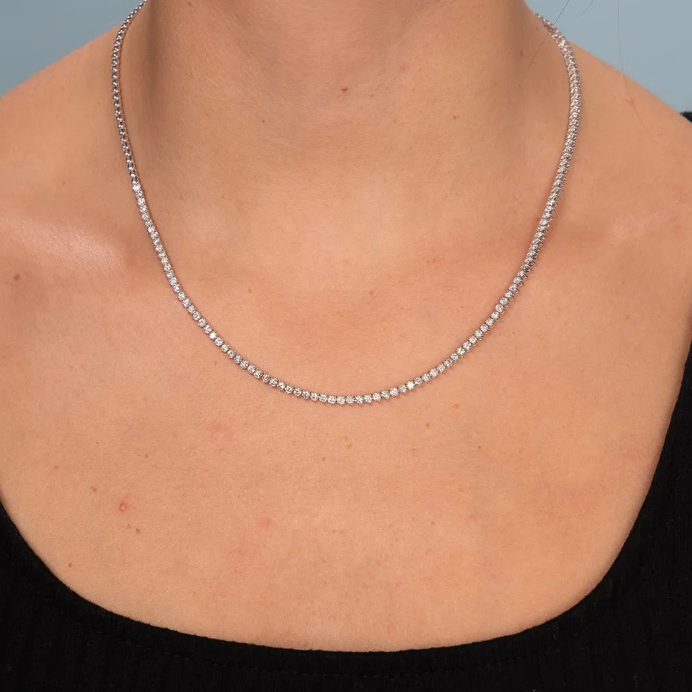 HalfWay Diamond Tennis Necklace ( 3.50 ct.) 2 mm 3-Prongs Setting in 14K Gold