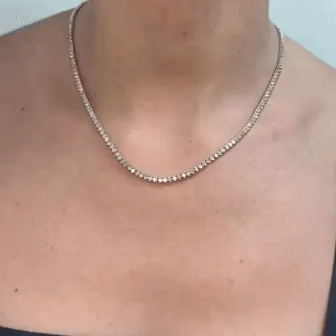 HalfWay Diamond Tennis Necklace ( 3.50 ct.) 2 mm 3-Prongs Setting in 14K Gold