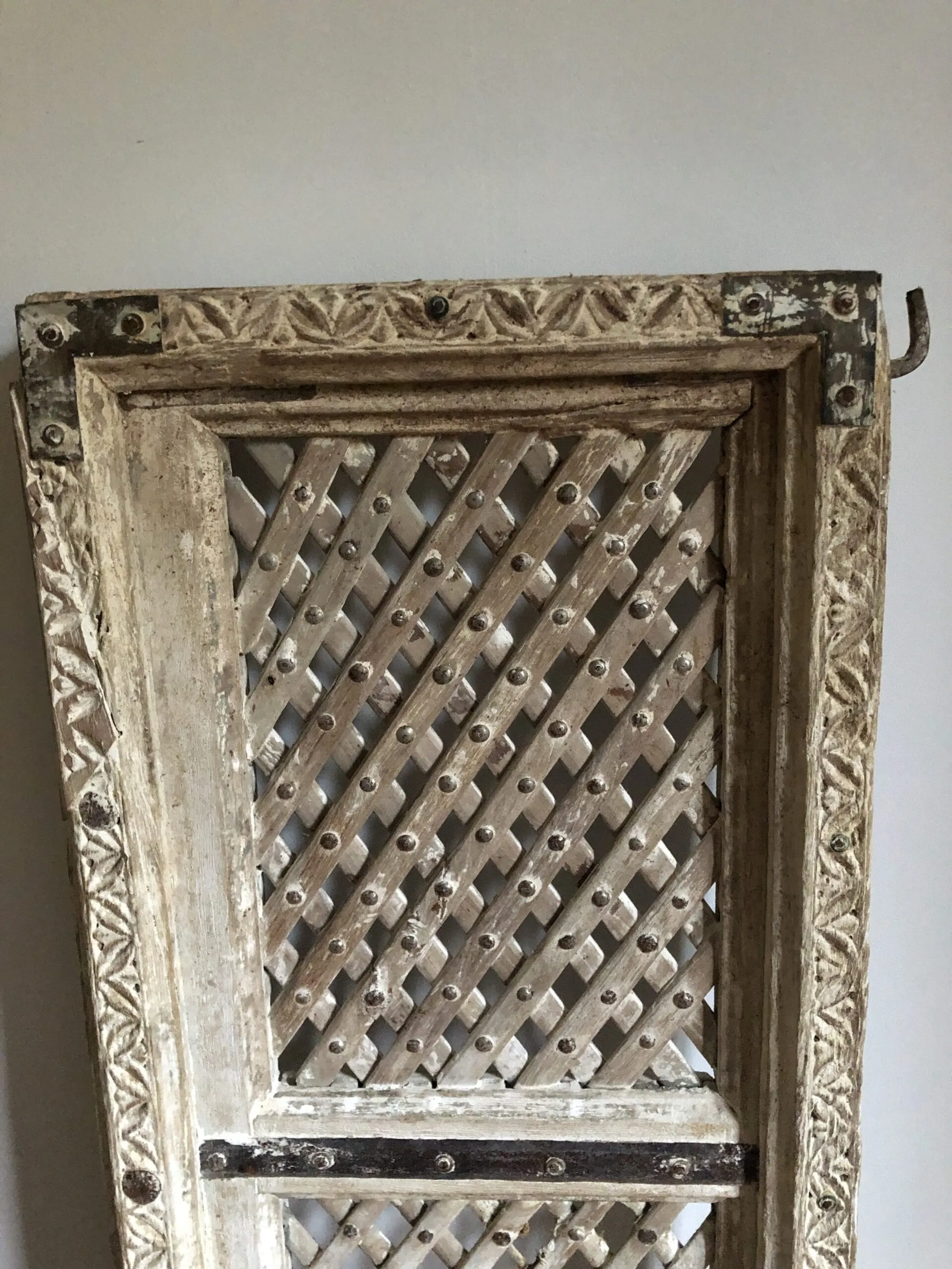 Hand Carved Indian Solid Wood Jali Doors Set White 138cm