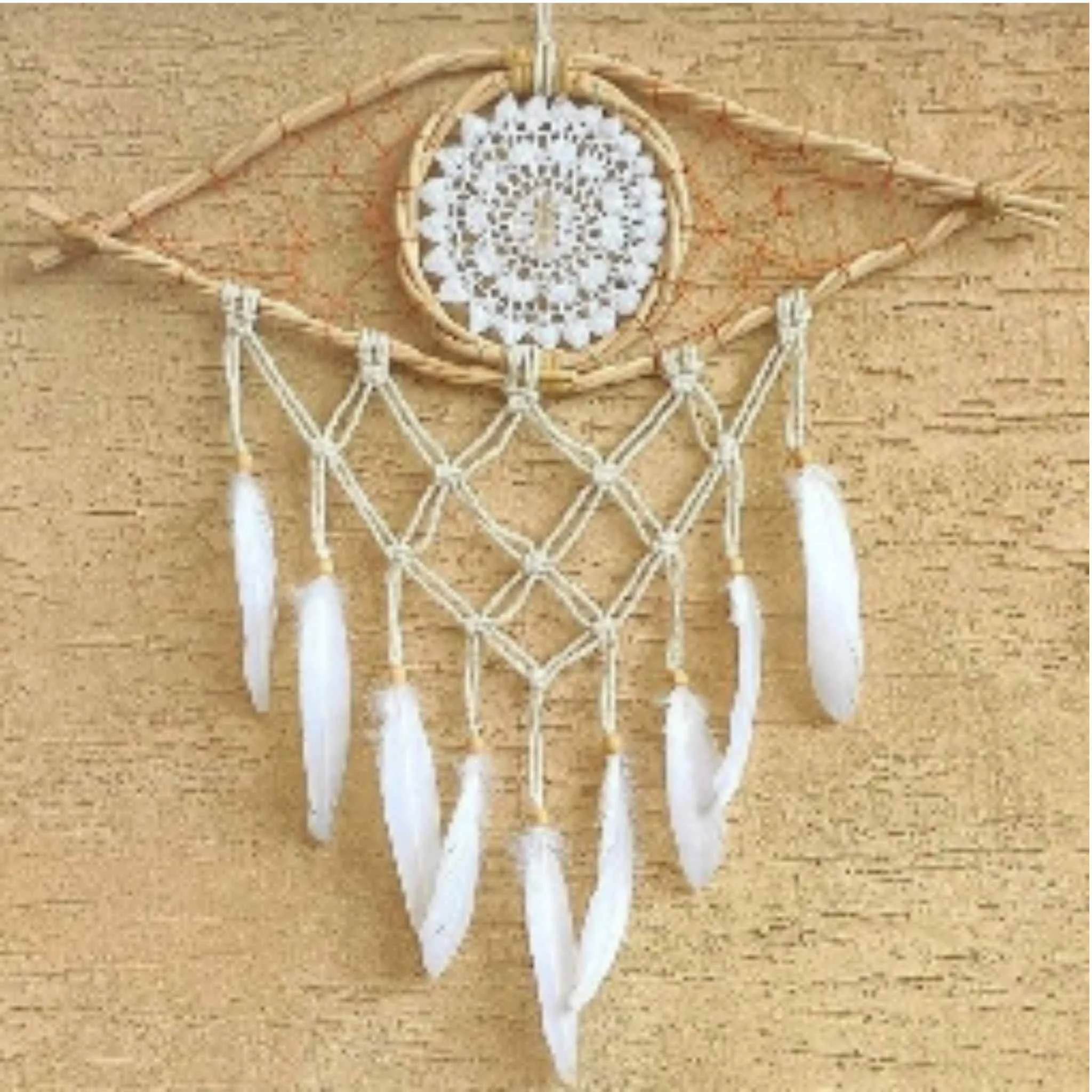 Handmade Bohemian Evil Eye Clear Quartz Crystal Macrame Dreamcatcher