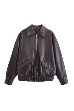 'Harper' Faux Leather Relaxed Jacket
