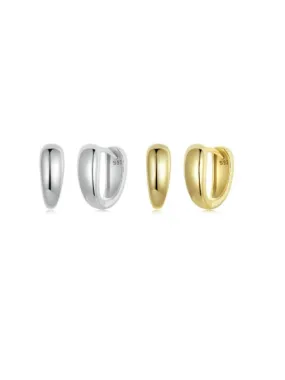 Hoop Earrings Chunky Top, 925 Sterling Silver, 18K Gold Plated Huggie Hoop Earrings
