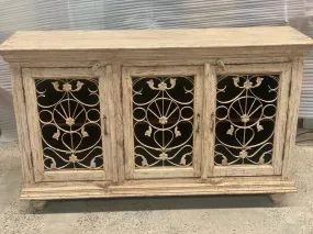 Indian Solid Wood Jali Sideboard 3 door Natural