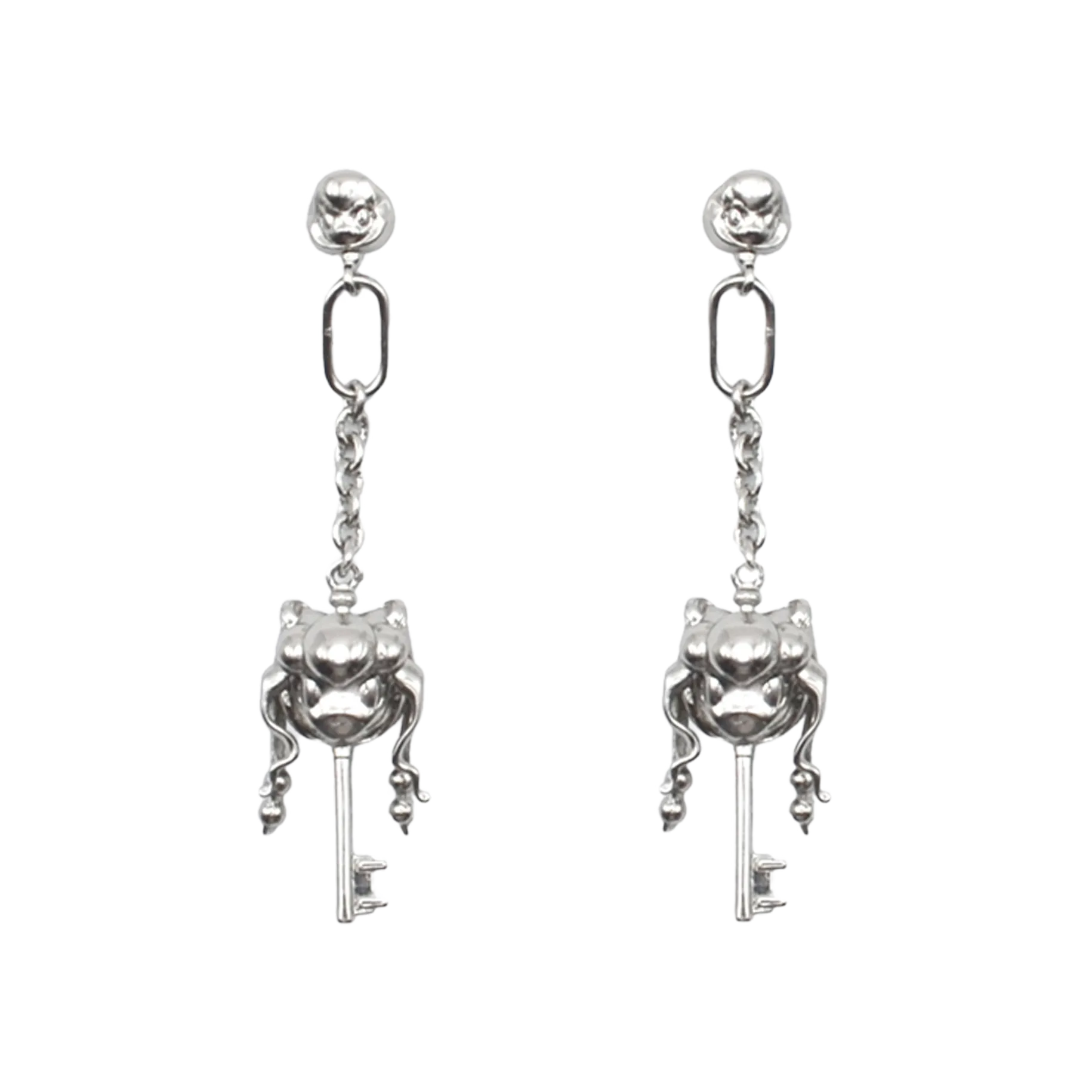 Key Drop Earrings in Silver