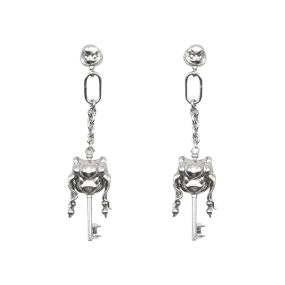 Key Drop Earrings in Silver
