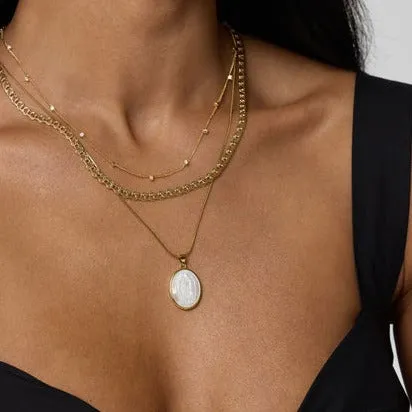Kinsey Designs | Pippa Gold Tone Necklace with Mother-of-Pearl Oval Pendant