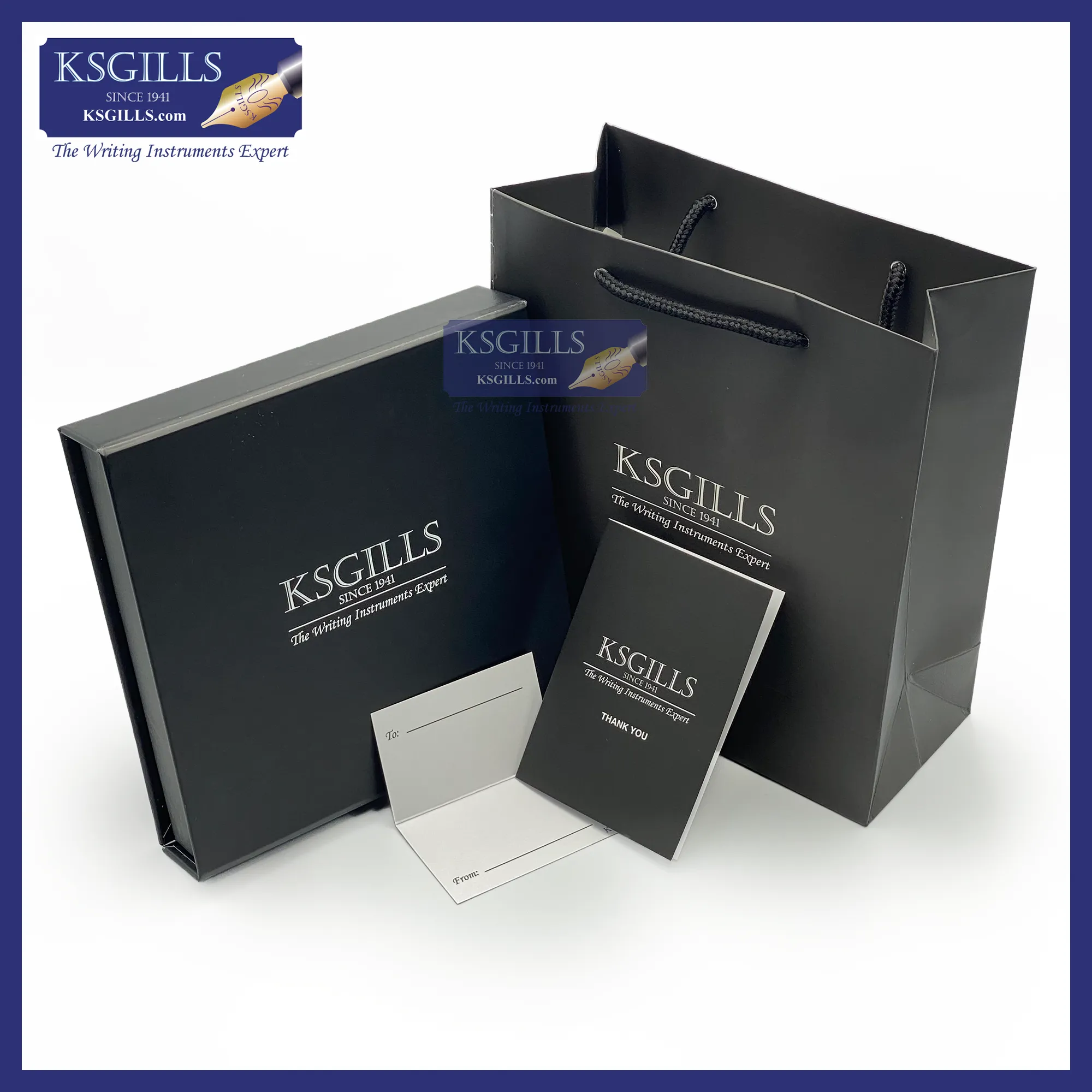KSG set - Pentel PREMIUM Sterling Fountain Pen SET - Sapphire (Blue) - Medium (M) - (with KSGILLS Premium Gift Box)