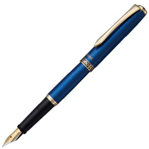 KSG set - Pentel PREMIUM Sterling Fountain Pen SET - Sapphire (Blue) - Medium (M) - (with KSGILLS Premium Gift Box)
