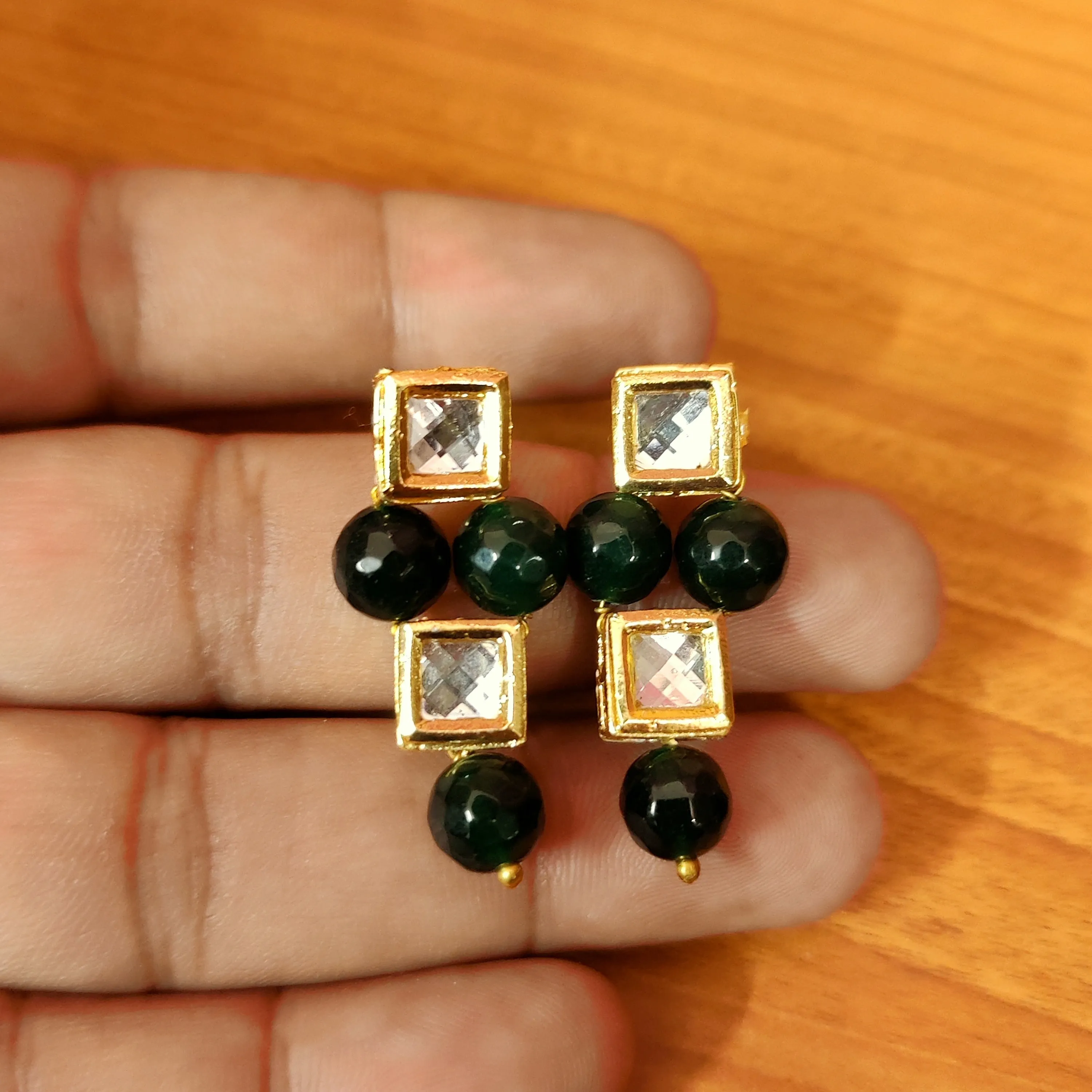KUNDAN MEENAKARI GREEN ONYX ETHNIC NECKLACE SET