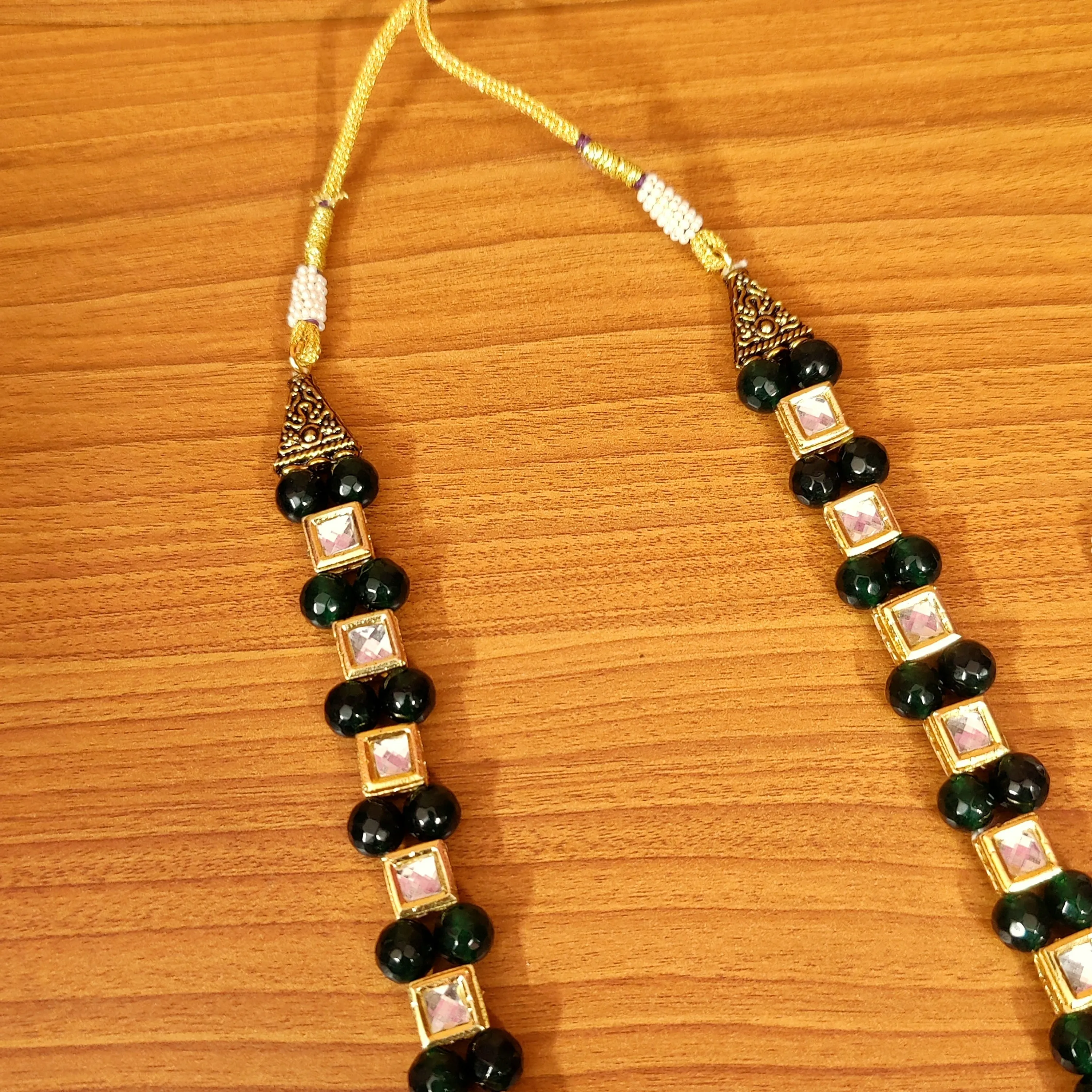 KUNDAN MEENAKARI GREEN ONYX ETHNIC NECKLACE SET