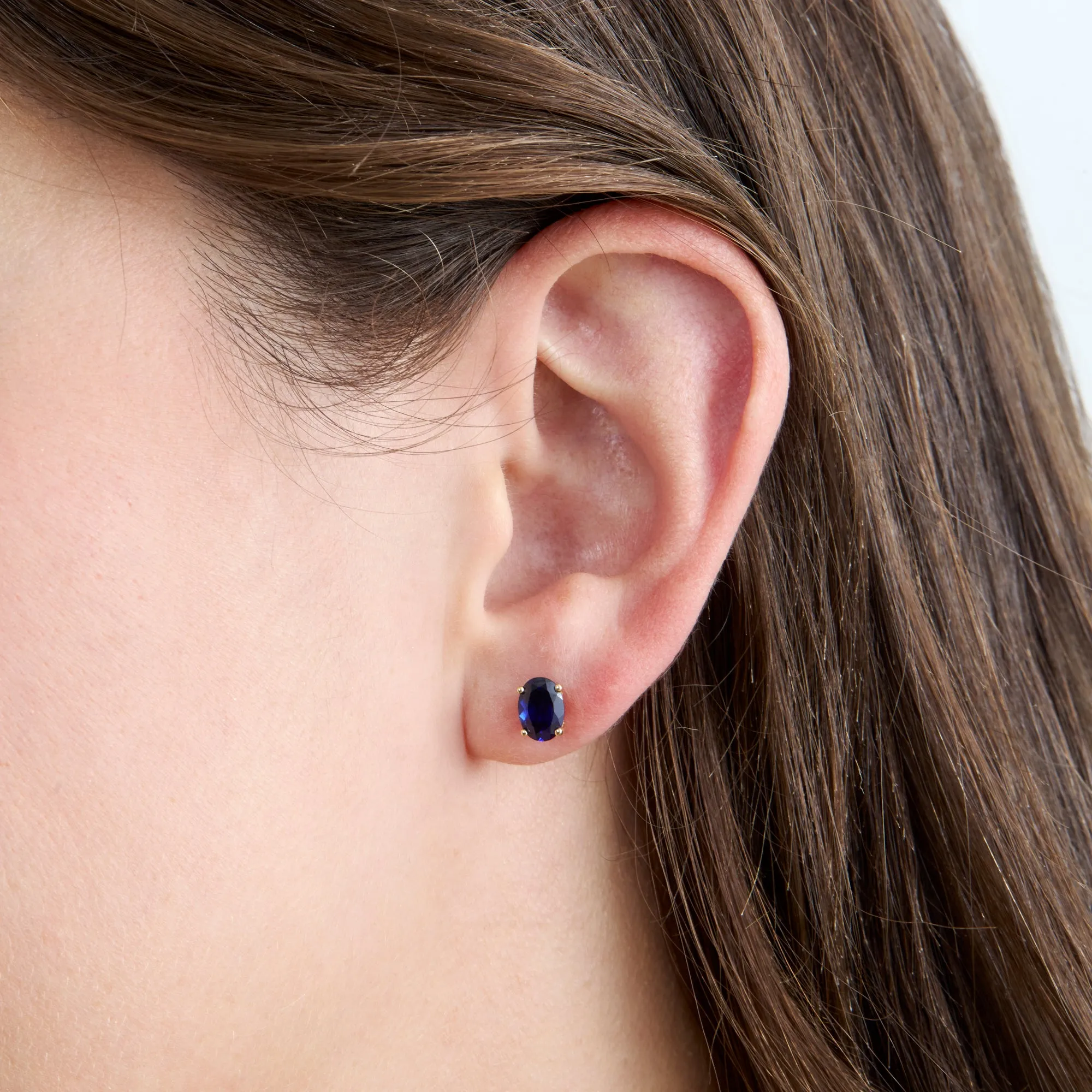 Lab-Grown Oval Sapphire Stud Earrings, Zafira