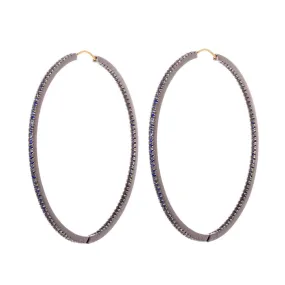 Large Sapphire Hoop Earrings