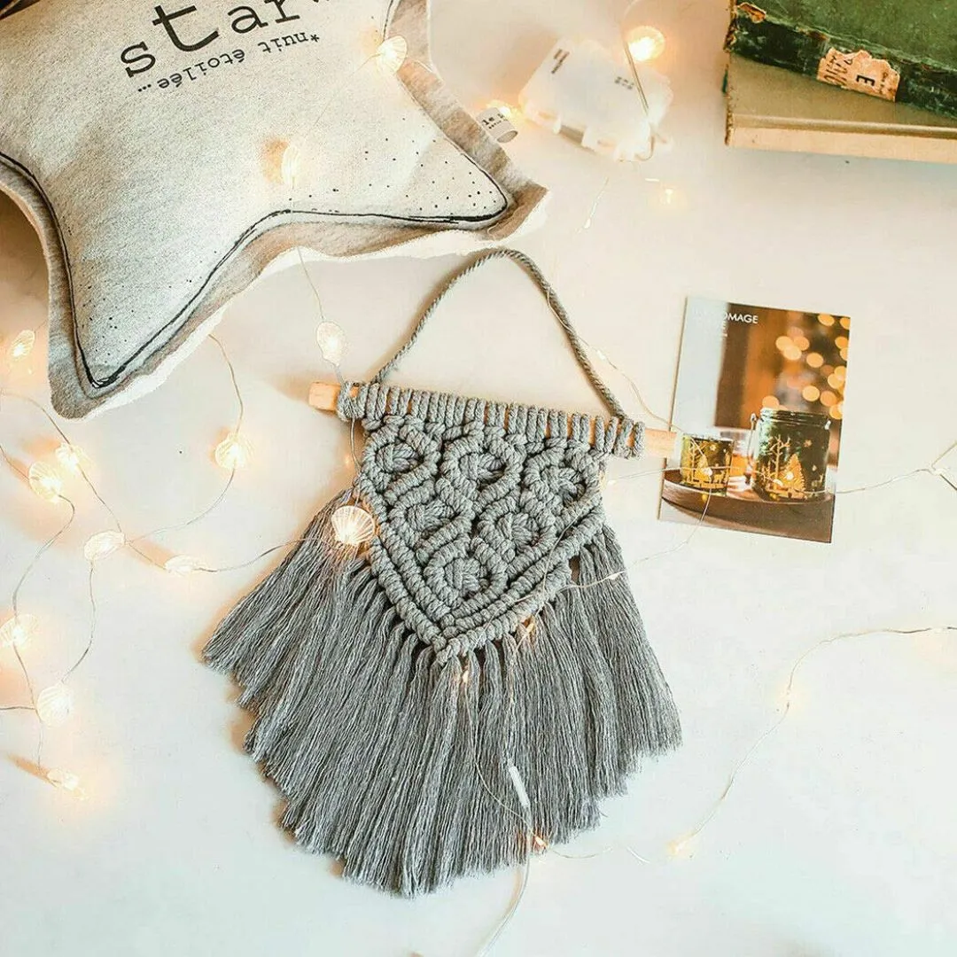 Macrame Bohemian Wall Hanging | Boho Chic Style Woven Tassel Tapestry Home Decor