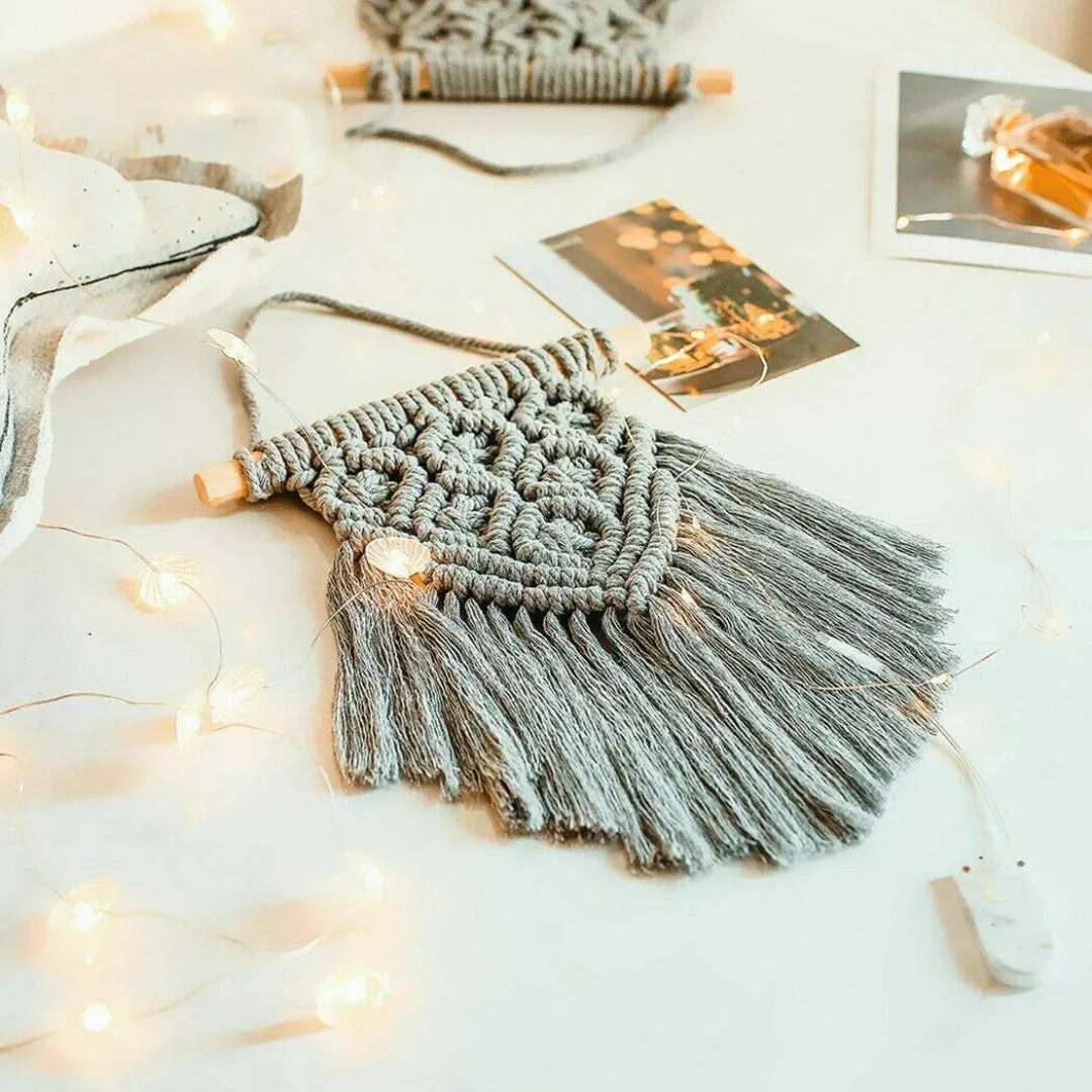 Macrame Bohemian Wall Hanging | Boho Chic Style Woven Tassel Tapestry Home Decor