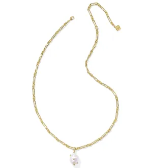Melody Small Long Pendant Necklace - Gold/Freshwater Cultured Pearl