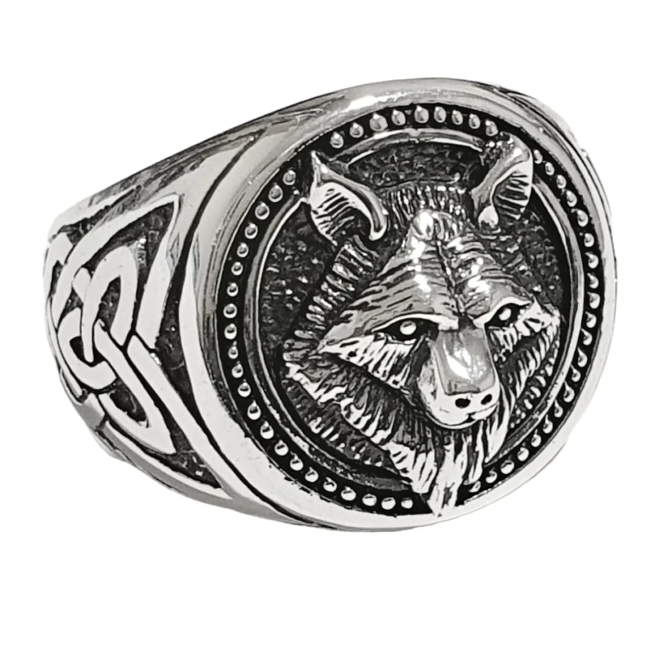 Men's Silver Ring |Chunky 925 Sterling Silver Nordic Viking Wolf Ring