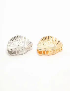 Mixed Metal Shell Claw Clips 2-Pack