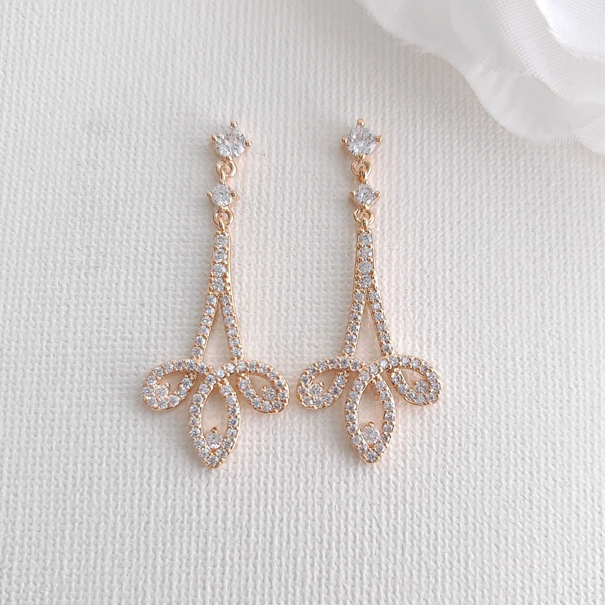Modern Rose Gold Wedding Jewelry Set for Brides-Allison