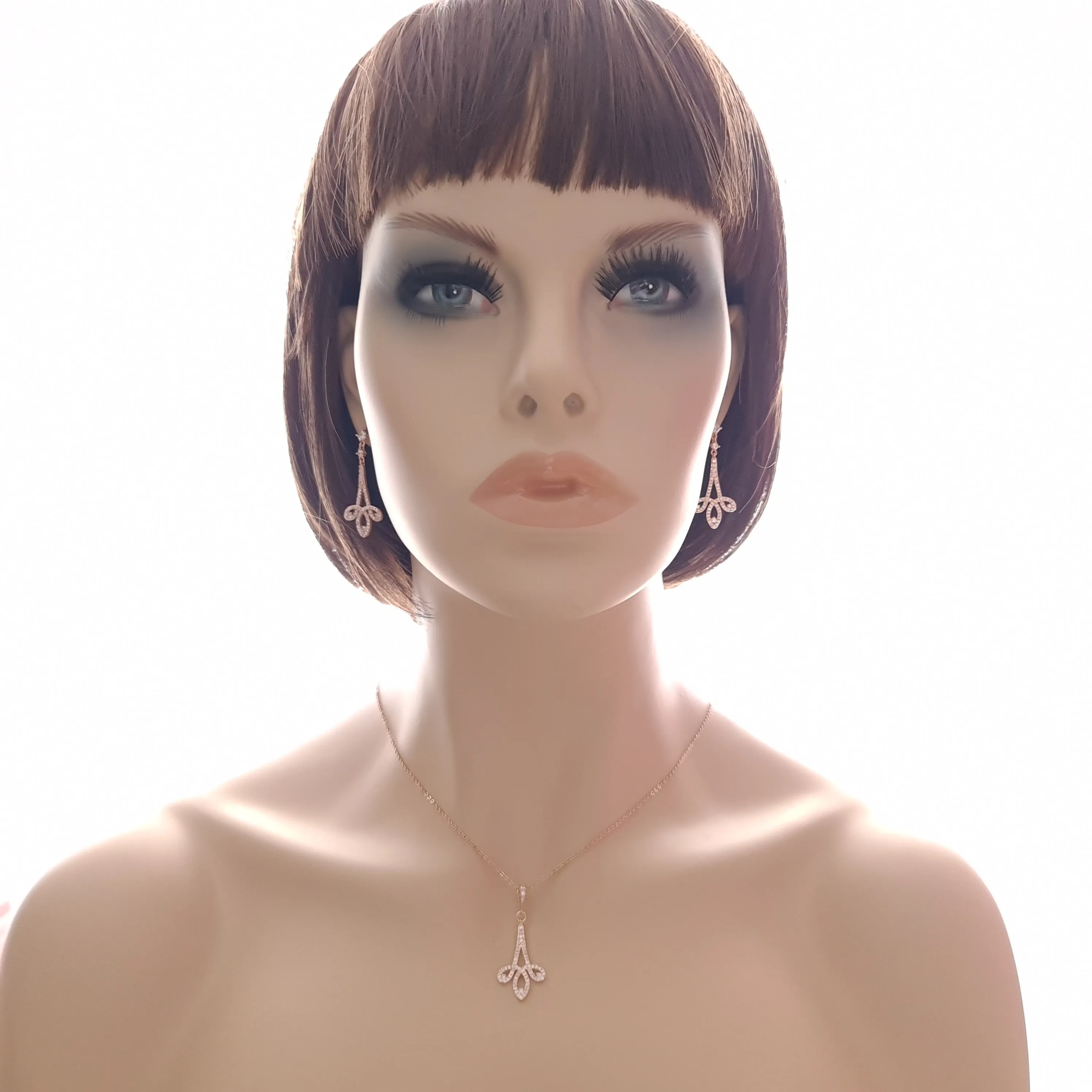 Modern Rose Gold Wedding Jewelry Set for Brides-Allison