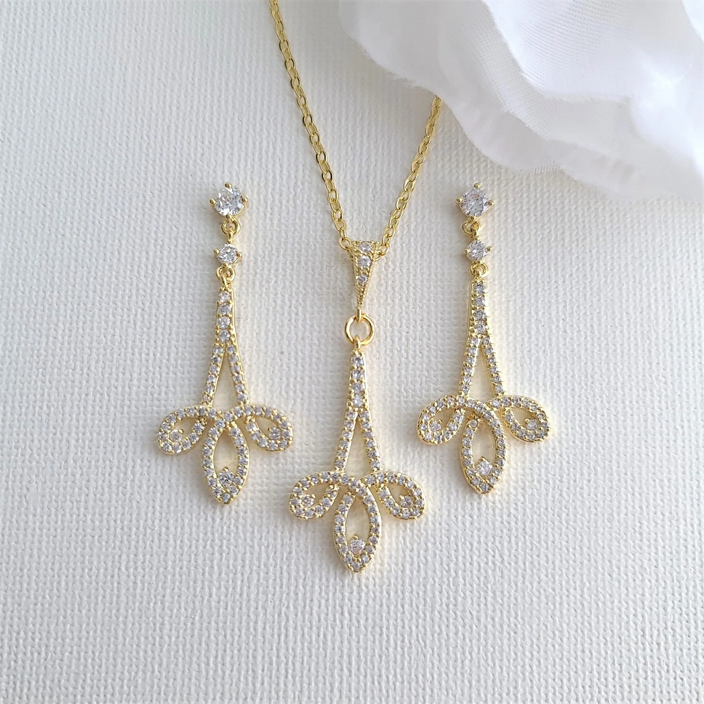 Modern Rose Gold Wedding Jewelry Set for Brides-Allison