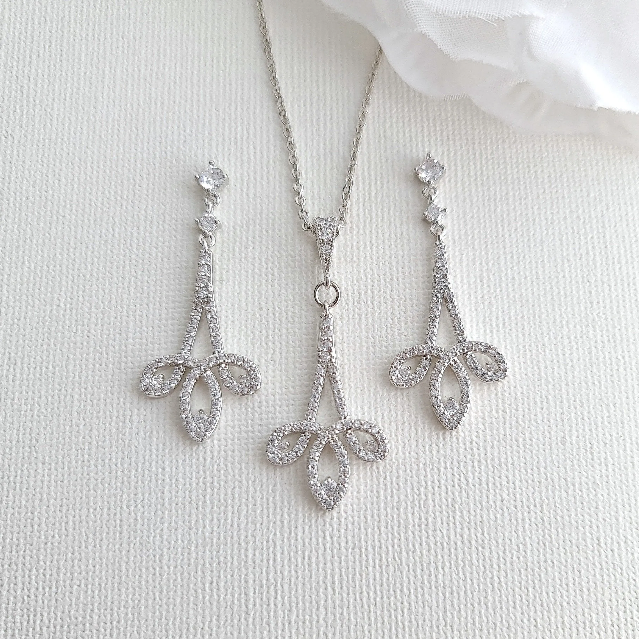Modern Rose Gold Wedding Jewelry Set for Brides-Allison