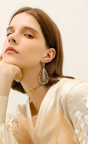 Modern Stainless Steel Big Hollow Striped Woman Earring