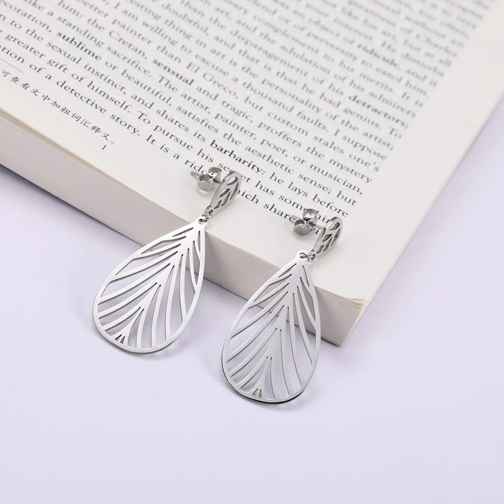 Modern Stainless Steel Big Hollow Striped Woman Earring