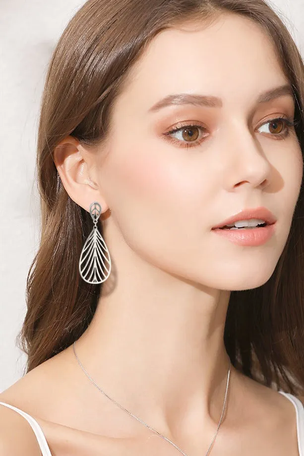 Modern Stainless Steel Big Hollow Striped Woman Earring