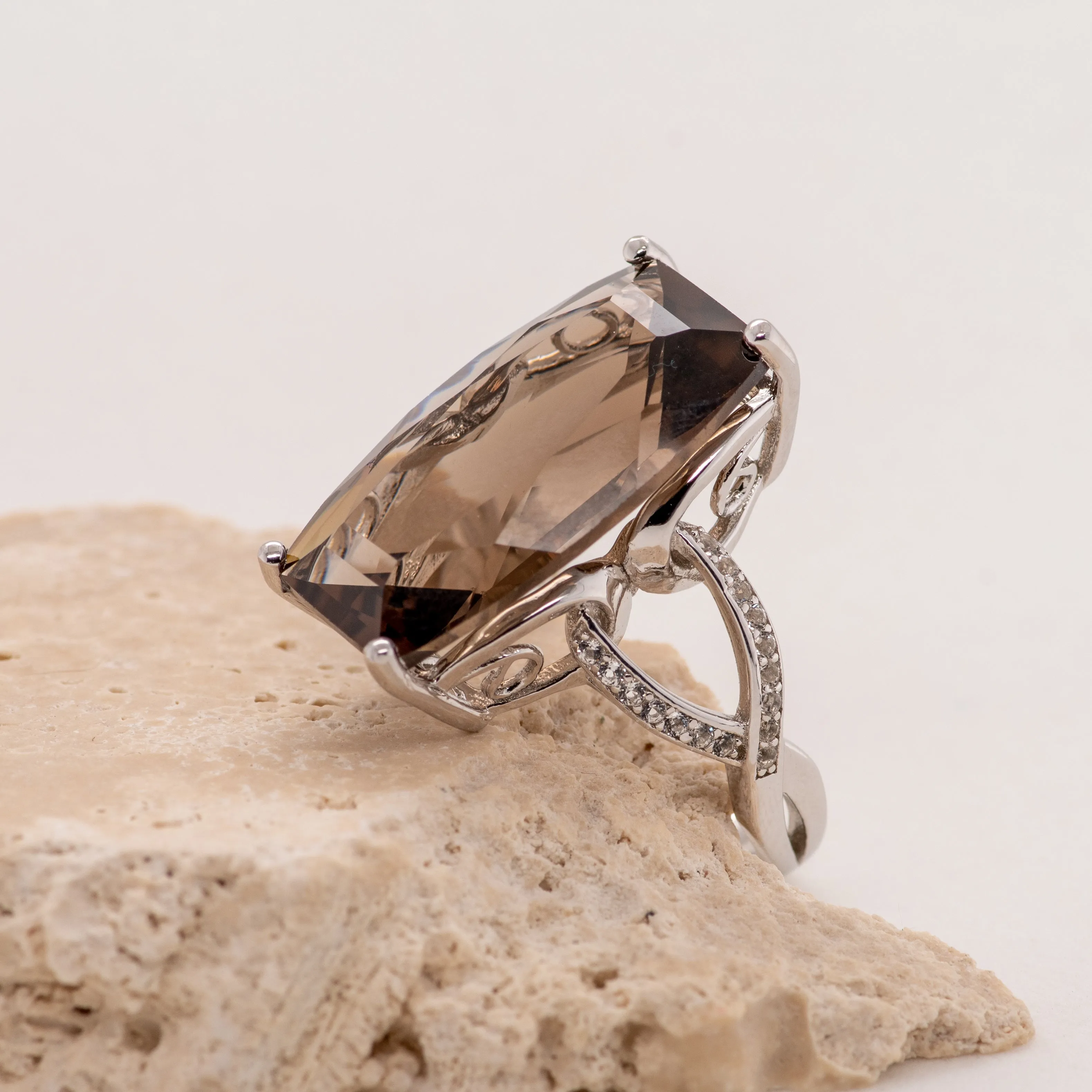 Mona Smokey Quartz Ring in Sterling Silver