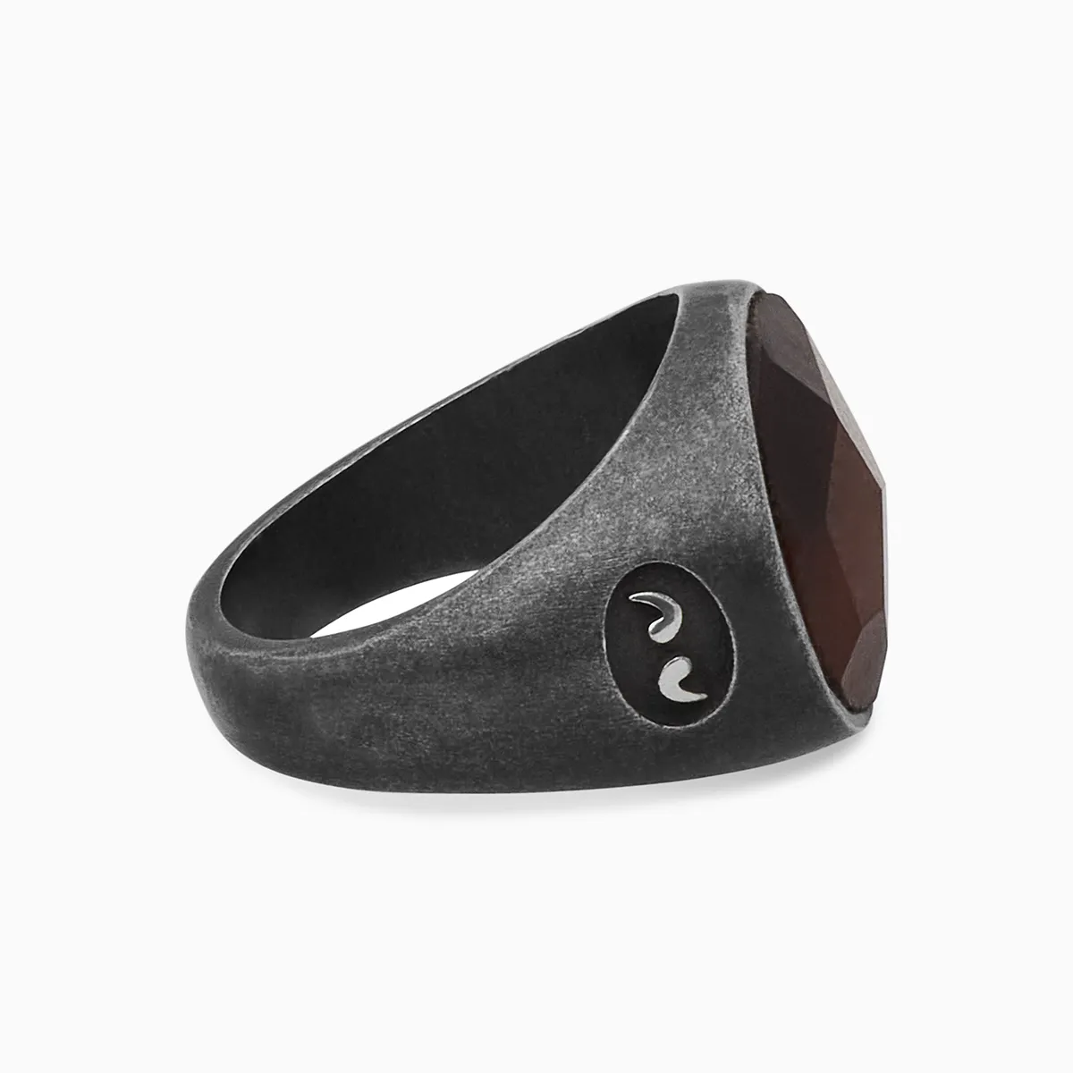 MONETA Oxidized Silver & Red Tiger Eye Signet Ring