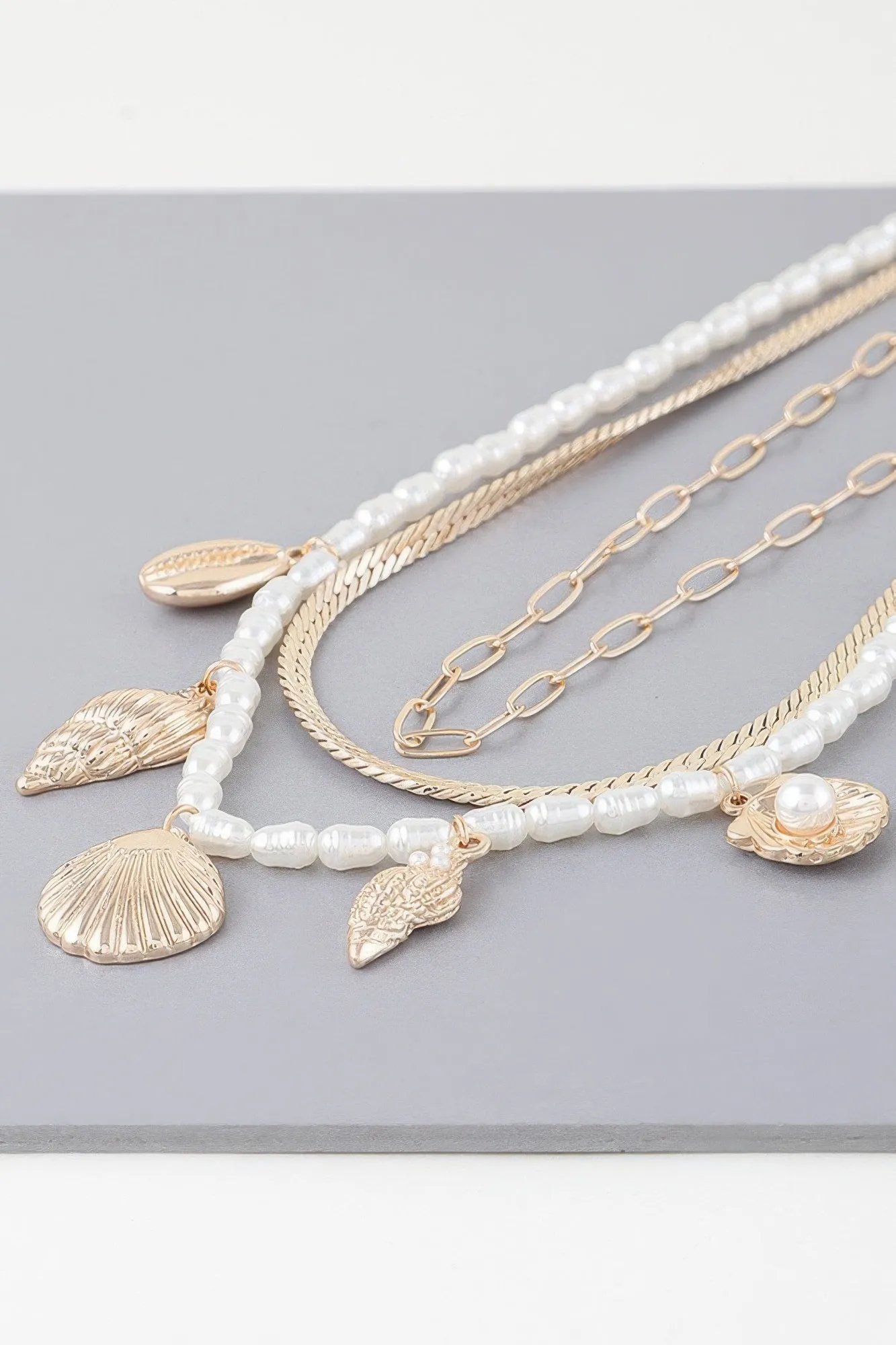 Multi Seashell Charm Necklace