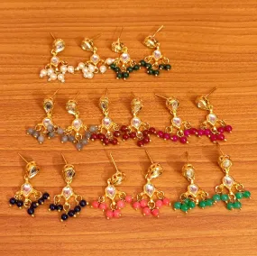MULTICOLOUR KUNDAN POLKI EARRINGS COMBO