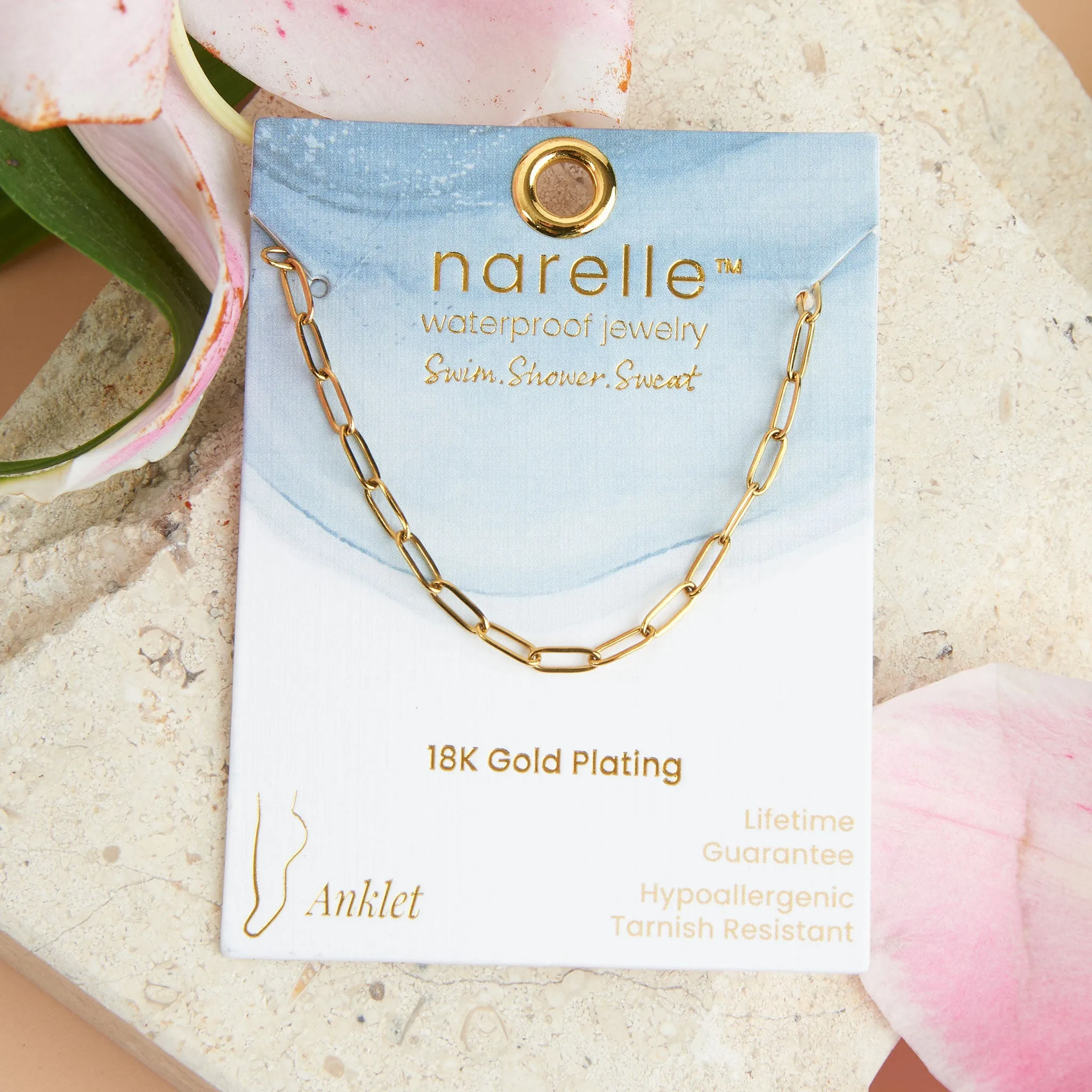 Narelle Waterproof Paperclip Anklet