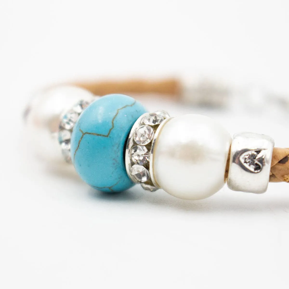 Natural cork  Azure Tassel cork necklace SET-069