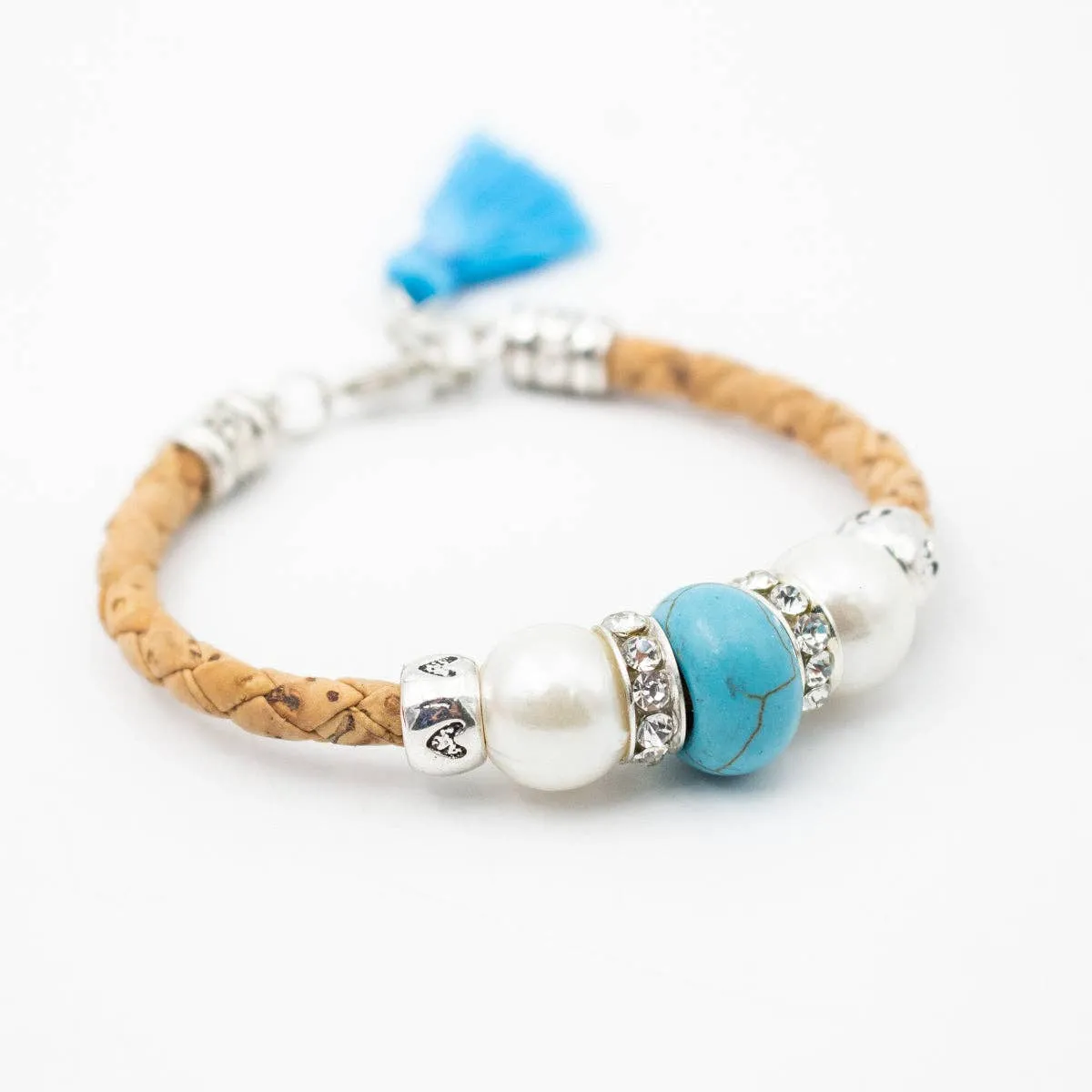 Natural cork  Azure Tassel cork necklace SET-069